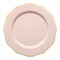 Pink with Gold Rim Round Blossom Disposable Plastic Appetizer/Salad Plates - 7.5" (120 Plates)